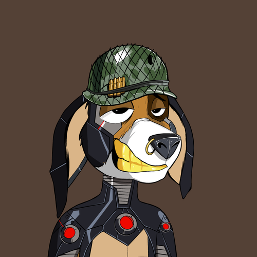 Character in a dark uniform with a netted helmet